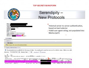 NSA slide reproducing a transmission in a format that experts say is only used on and between Google machines See the full annotated documents here