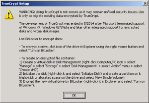 Screenshot of TrueCrypt 7.2 installing on Windows